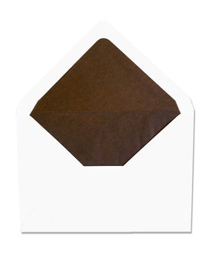 Enveloppe patte pointue velin blanc 114x162 doublée Soie Chocolat
