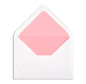 Enveloppe patte pointue velin blanc 114x162 doublée Soie Rose