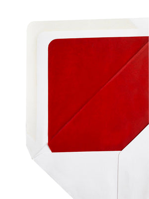 Enveloppe patte pointue velin blanc 165x215 doublée Soie Rouge