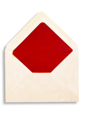 Enveloppe patte pointue velin ivoire 114x162 doublée Soie Rouge