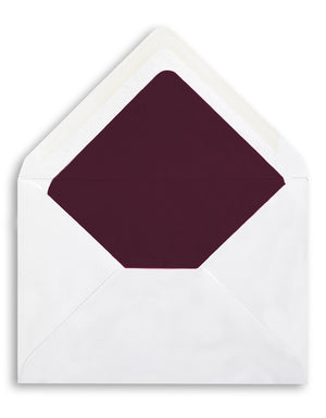 Enveloppe patte pointue velin blanc 120x180 doublée Soie Bordeaux