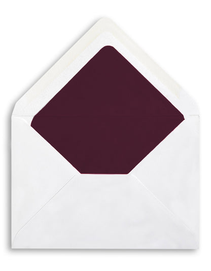 Enveloppe patte pointue velin blanc 110x225 doublée Soie Bordeaux