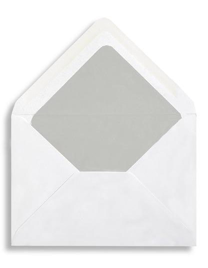Enveloppe patte pointue vergé blanc 110x225 doublée Soie Gris
