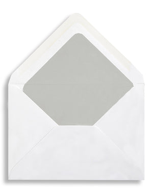 Enveloppe patte pointue velin blanc 114x162 doublée Soie Gris