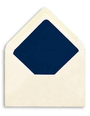 Enveloppe patte pointue velin ivoire 114x162 doublée Soie Abysse