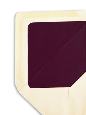 Enveloppe patte pointue velin ivoire 110x225 doublée Soie Bordeaux