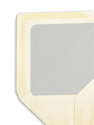 Enveloppe patte pointue velin ivoire 110x225 doublée Soie Gris