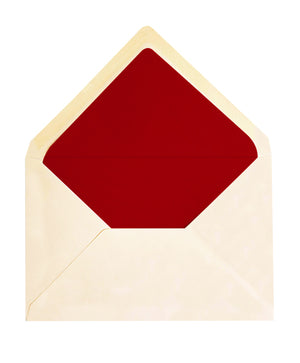 Enveloppe patte pointue Vergé crème 120x180 doublée Soie Rouge