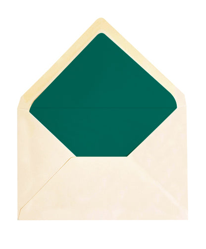 Enveloppe patte pointue Vergé ivoire 114x162 doublée Soie Turquoise