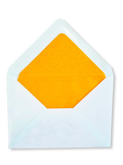 Enveloppe patte pointue vergé blanc 114x162 doublée Soie Mangue