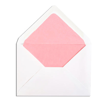 Enveloppe patte pointue vergé blanc 114x162 doublée Soie Rose