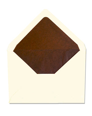 Enveloppe patte pointue velin ivoire 114x162 doublée Soie Chocolat