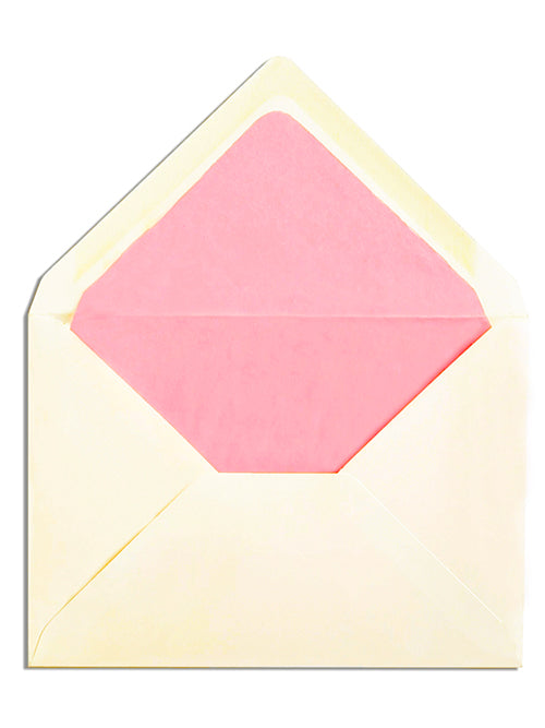 Enveloppe patte pointue velin ivoire 114x162 doublée Soie Rose