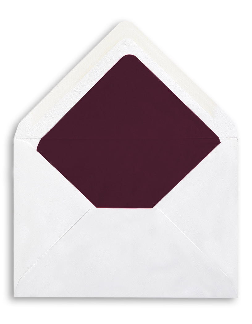 Enveloppe patte pointue velin blanc 114x162 doublée Soie Bordeaux