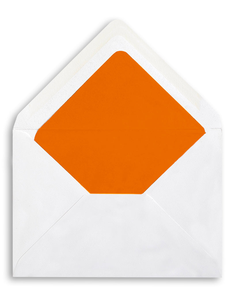 Enveloppe patte pointue velin blanc 114x162 doublée Soie Orange