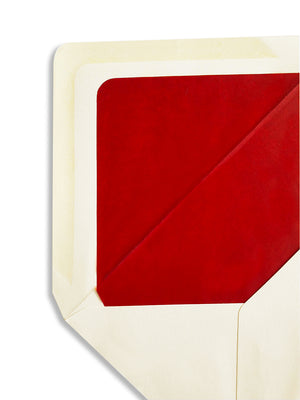 Enveloppe patte pointue velin ivoire 165x215 doublée Soie Rouge