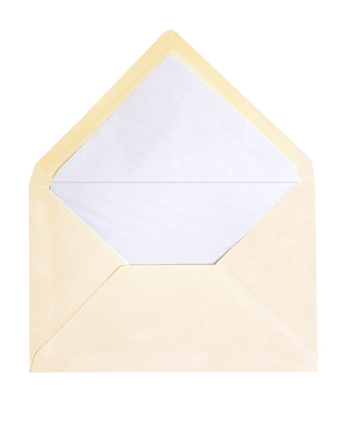 Enveloppe patte pointue velin ivoire 165x215 doublée Soie Blanche