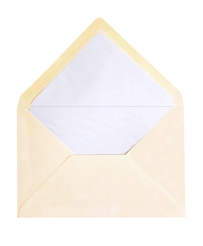 Enveloppe patte pointue velin ivoire 165x215 doublée Soie Blanche