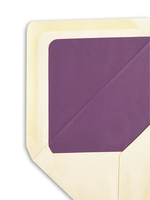 Enveloppe patte pointue velin ivoire 114x162 doublée Soie Mauve