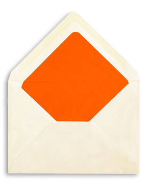 Enveloppe patte pointue velin ivoire 114x162 doublée Soie Orange