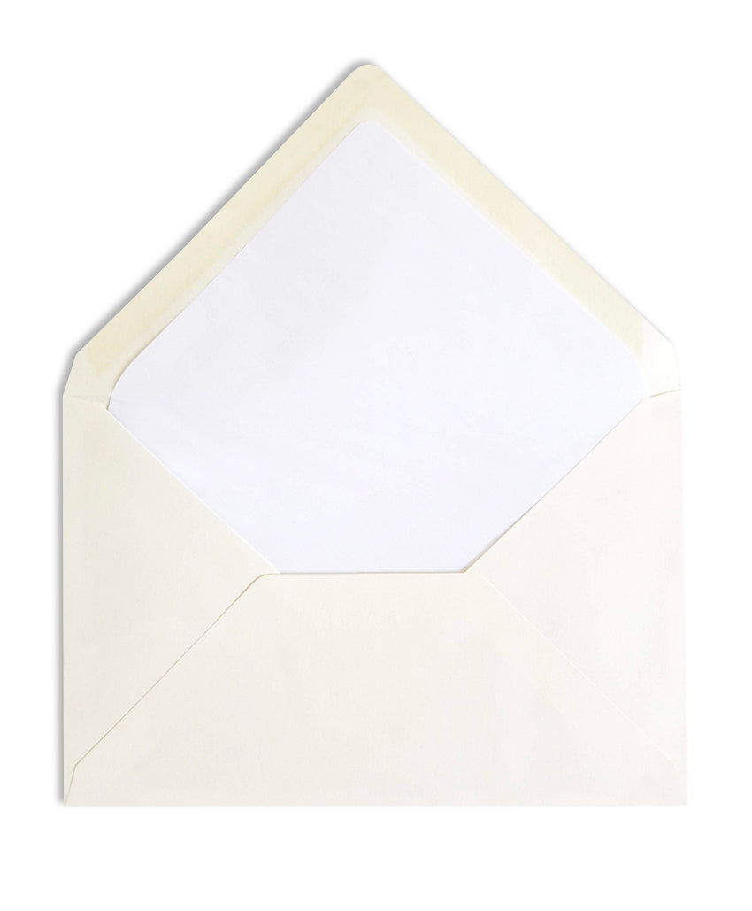 Enveloppe patte pointue velin ivoire 120x180 doublée Soie Blanche