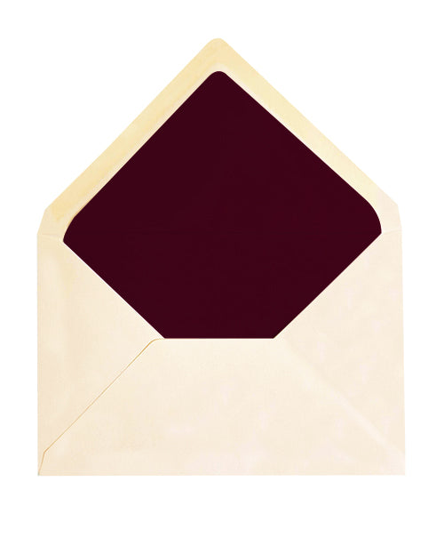 Enveloppe patte pointue Vergé crème 120x180 doublée Soie Bordeaux