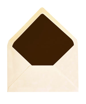 Enveloppe patte pointue Vergé ivoire 114x162 doublée Soie Chocolat