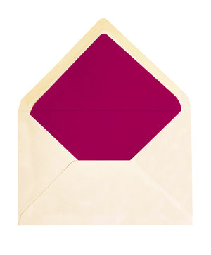 Enveloppe patte pointue Vergé crème 120x180 doublée Soie Fuschia