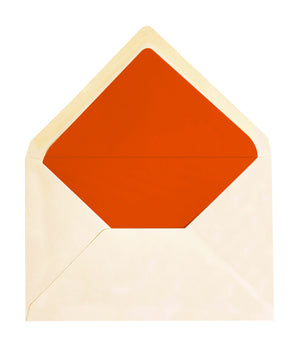 Enveloppe patte pointue Vergé ivoire 114x162 doublée Soie Orange